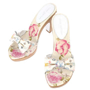 Louis Vuitton * White Satin Multicolor Sandals #37