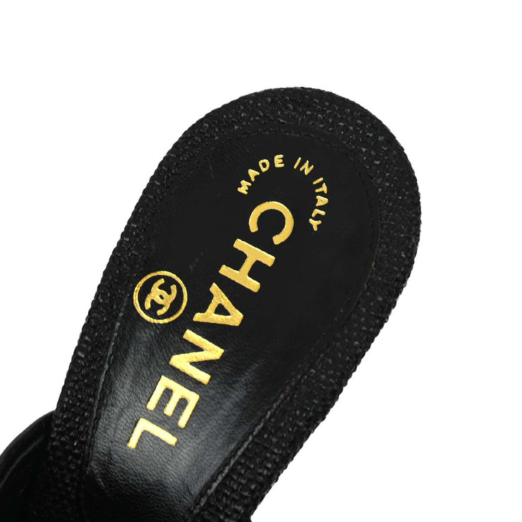 Chanel * Black Straw Sandals #36