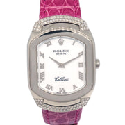 Rolex Cellini Ref.6692 Quartz Watch 18KWG Diamond Pink Crocodile