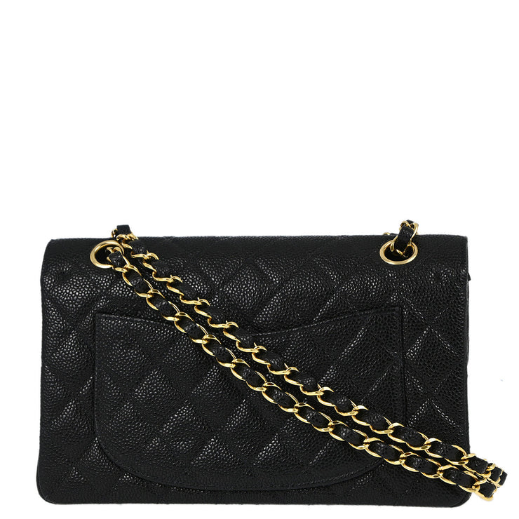 Chanel 2003-2004 Black Caviar Small Classic Double Flap Shoulder Bag