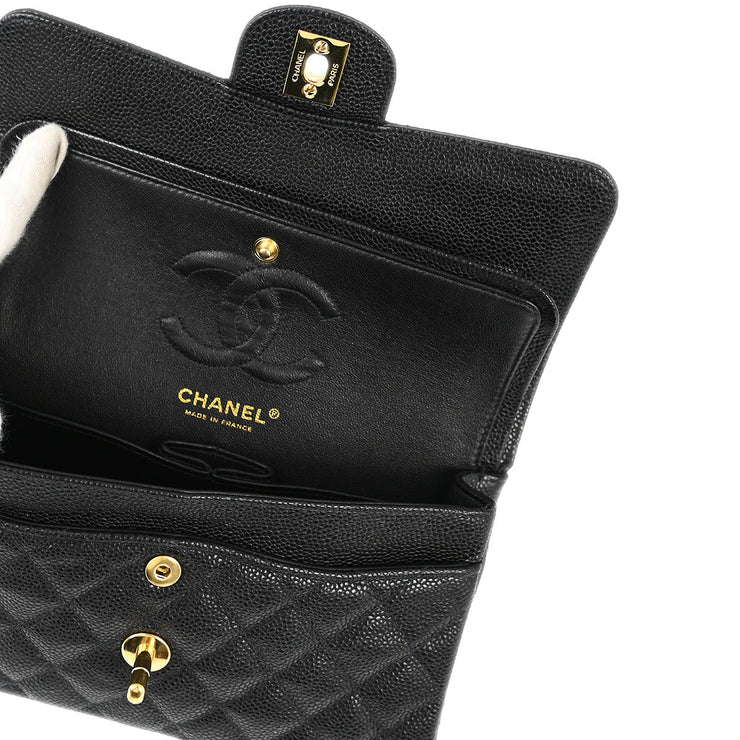 Chanel 2003-2004 Black Caviar Small Classic Double Flap Shoulder Bag