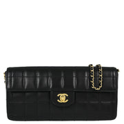 Chanel Black Lambskin Choco Bar East West Shoulder Bag