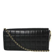 Chanel Black Lambskin Choco Bar East West Shoulder Bag