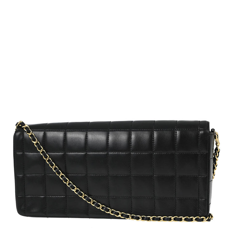 Chanel Black Lambskin Choco Bar East West Shoulder Bag