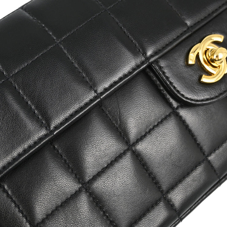 Chanel Black Lambskin Choco Bar East West Shoulder Bag