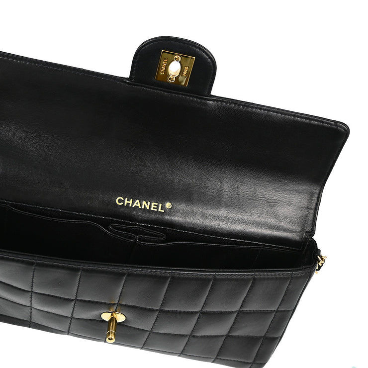 Chanel Black Lambskin Choco Bar East West Shoulder Bag