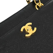 Chanel Black Caviar Chain Tote Handbag