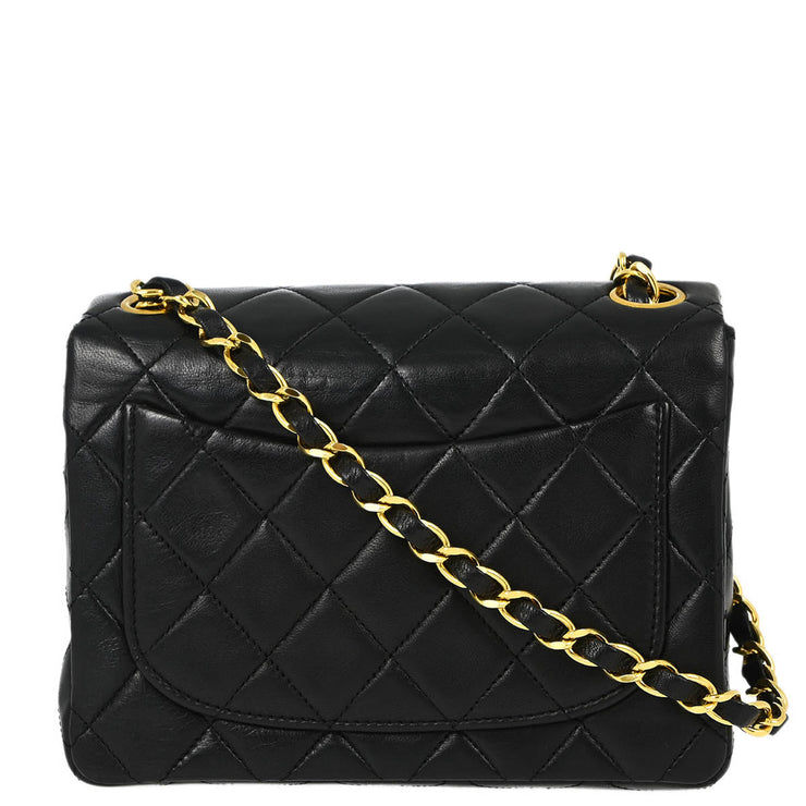 Chanel Black Lambskin Mini Classic Square Flap Shoulder Bag 17