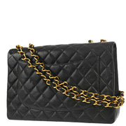 Chanel Black Caviar Jumbo Classic Flap Shoulder Bag