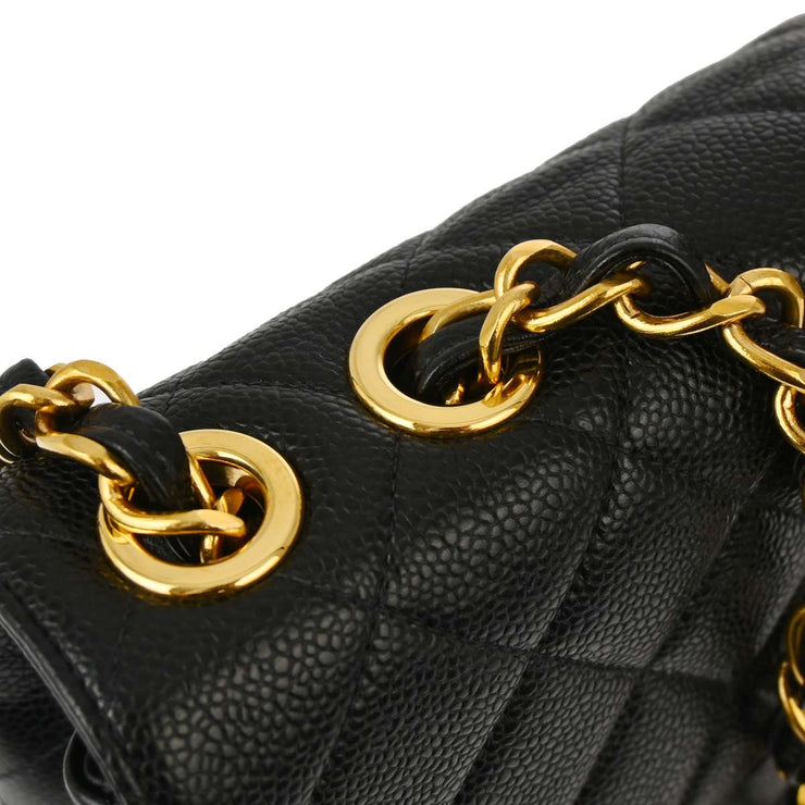 Chanel Black Caviar Jumbo Classic Flap Shoulder Bag