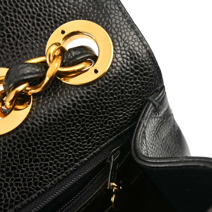 Chanel Black Caviar Jumbo Classic Flap Shoulder Bag