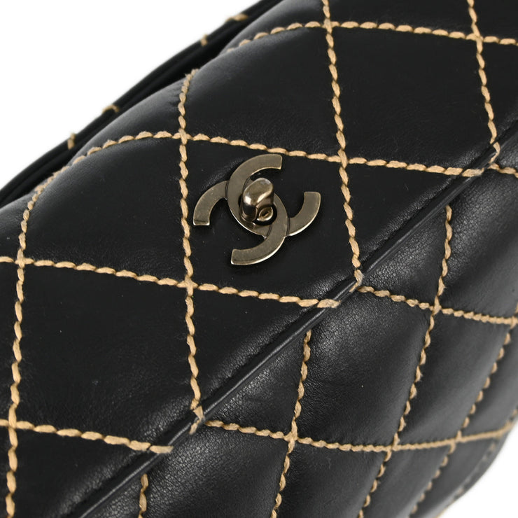 Chanel Black Calfskin Wild Stitch Shoulder Bag