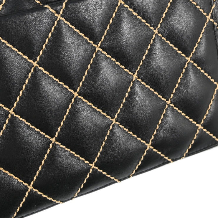 Chanel Black Calfskin Wild Stitch Shoulder Bag