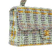 Chanel * Green Tweed Classic Single Flap 2 in 1 Handbag Set