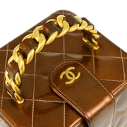 Chanel Bronze Patent Leather Vanity Handbag