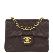 Chanel Brown Lambskin Mini Classic Square Flap Shoulder Bag 17