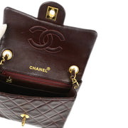 Chanel Brown Lambskin Mini Classic Square Flap Shoulder Bag 17