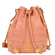 Chanel Pink Caviar Triple CC Bucket Shoulder Bag