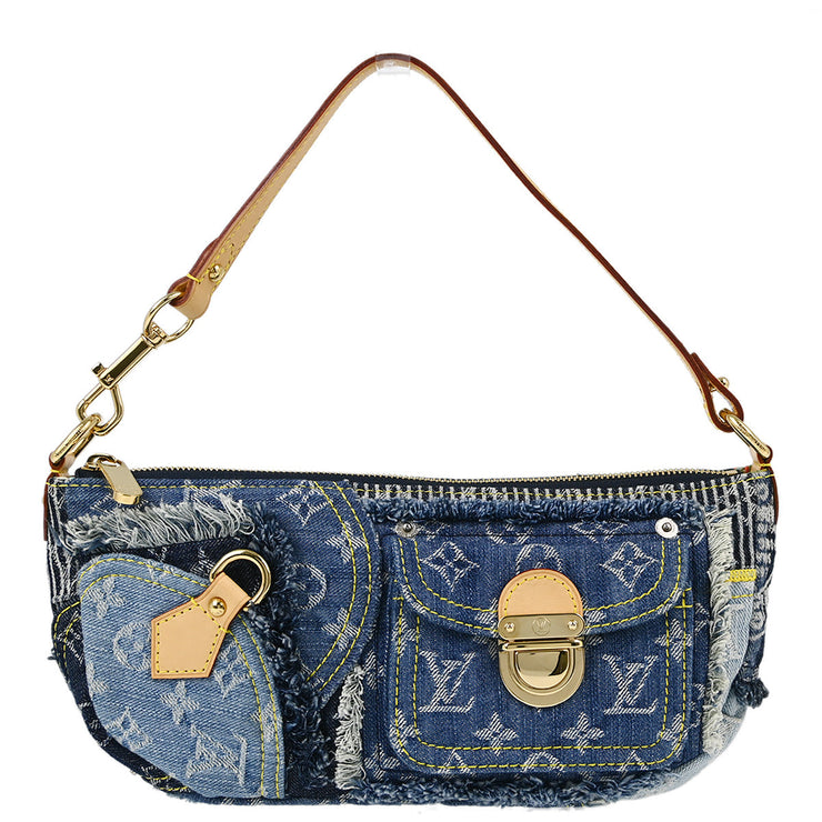 Louis Vuitton 2007 Blue Monogram Denim Patchwork Pouchy Handbag M95382