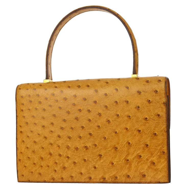 Hermes * Chestnut Ostrich Piano Handbag