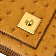 Hermes * Chestnut Ostrich Piano Handbag