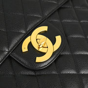 Chanel Black Caviar Jumbo Classic Flap Shoulder Bag