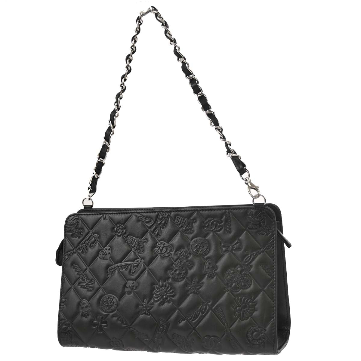 Chanel 2010-2011 Black Lambskin Icon Chain Handbag