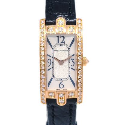 Harry Winston * 2013 332LQRLMD31 Avenue C Mini Quartz Watch 18KPG Diamond Black