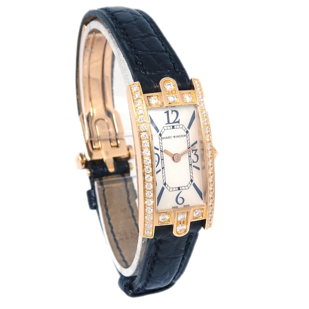 Harry Winston * 2013 332LQRLMD31 Avenue C Mini Quartz Watch 18KPG Diamond Black