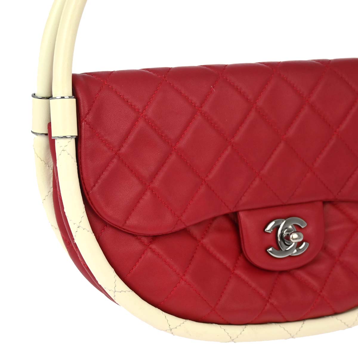 Chanel 2013-2014 Red Lambskin Medium Hula Hoop Handbag