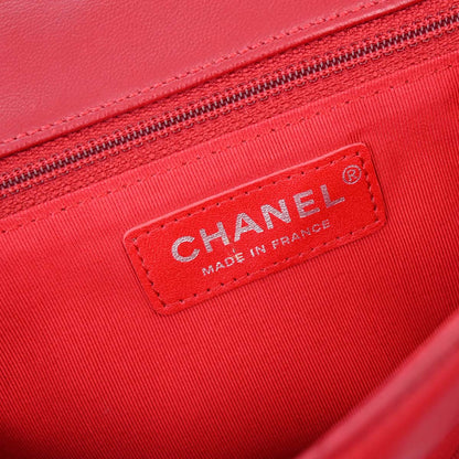 Chanel 2013-2014 Red Lambskin Medium Hula Hoop Handbag