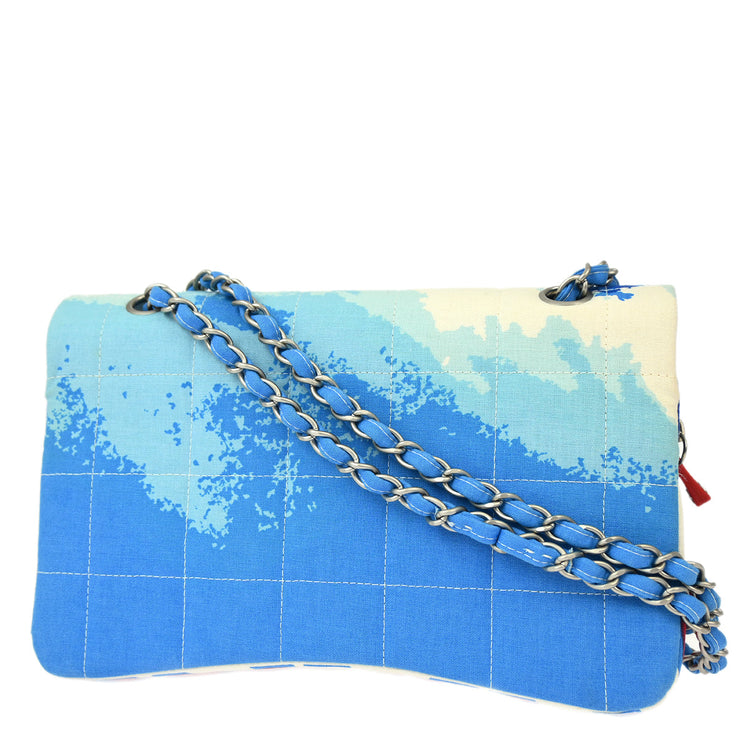 Chanel * Blue Canvas Surf Line Choco Bar Shoulder Bag