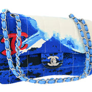 Chanel * Blue Canvas Surf Line Choco Bar Shoulder Bag