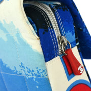 Chanel * Blue Canvas Surf Line Choco Bar Shoulder Bag