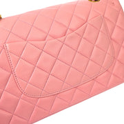 Chanel * Pink Lambskin Medium Classic Double Flap Shoulder Bag