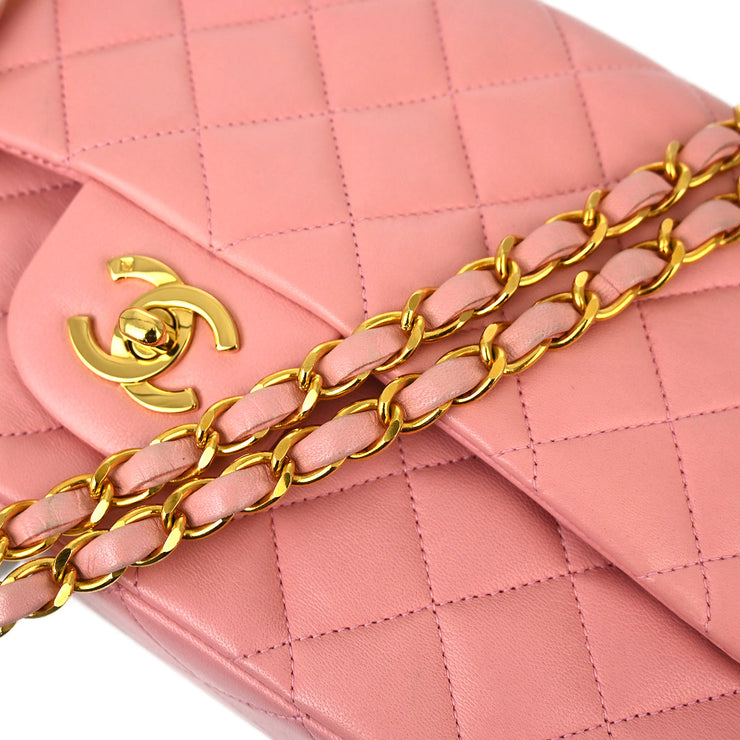 Chanel * Pink Lambskin Medium Classic Double Flap Shoulder Bag