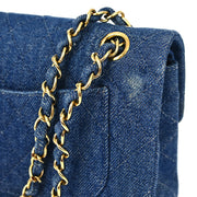 Chanel * Blue Denim Small Classic Double Flap Shoulder Bag