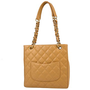 Chanel Beige Caviar Petite Shopping Tote PST Chain Tote Handbag