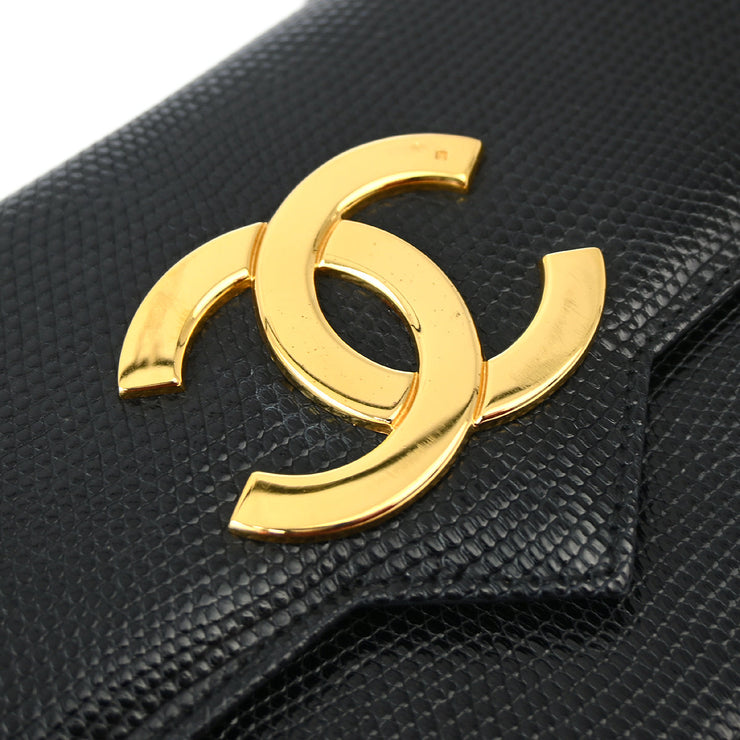 Chanel * Black Lizard Pushlock Shoulder Bag