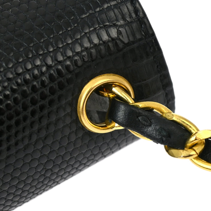 Chanel * Black Lizard Pushlock Shoulder Bag