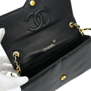 Chanel * 1989-1991 Black Lizard Pushlock Shoulder Bag