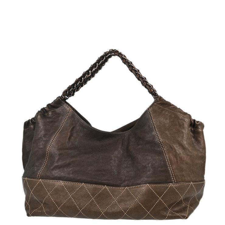 Chanel Bronze Calfskin Coco Cabas Tote Handbag