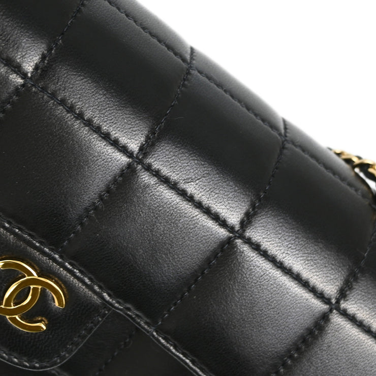 Chanel Black Lambskin Choco Bar Camellia Shoulder Bag