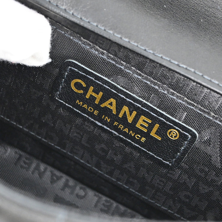 Chanel Black Lambskin Choco Bar Camellia Shoulder Bag