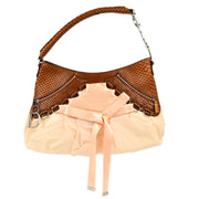 Christian Dior * Brown Pink Python Hobo Handbag