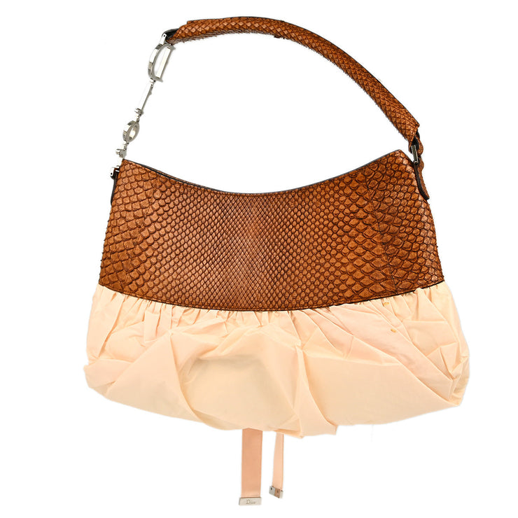 Christian Dior * Brown Pink Python Hobo Handbag