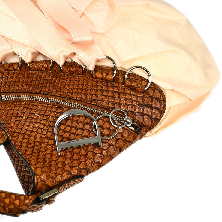 Christian Dior * Brown Pink Python Hobo Handbag