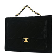 Chanel * Black Velvet Briefcase Business Handbag