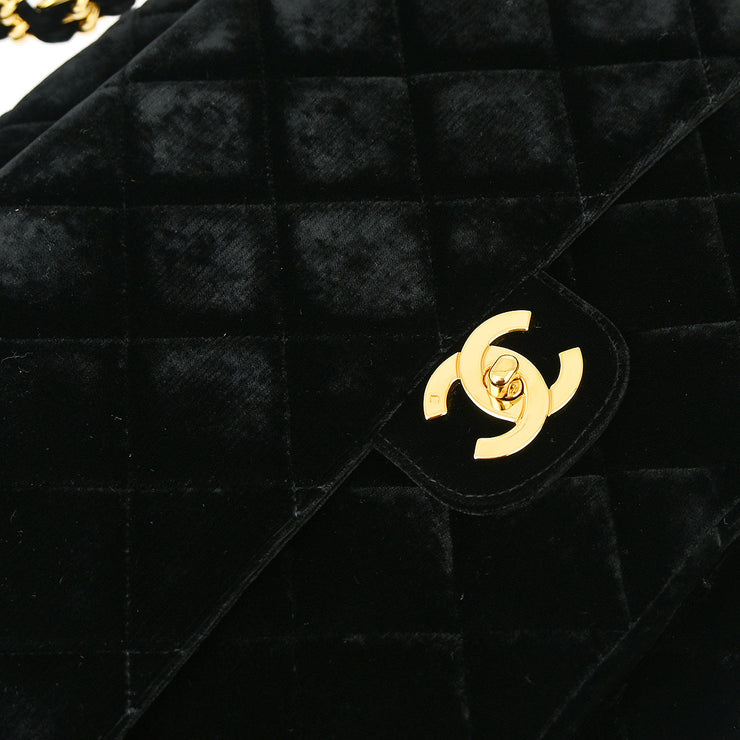 Chanel * Black Velvet Briefcase Business Handbag