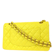 Chanel * Yellow Lambskin Medium Classic Double Flap Shoulder Bag